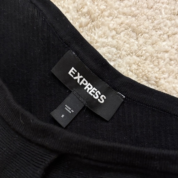 Express Black Ruffle One-Shoulder Top - Picture 3 of 5